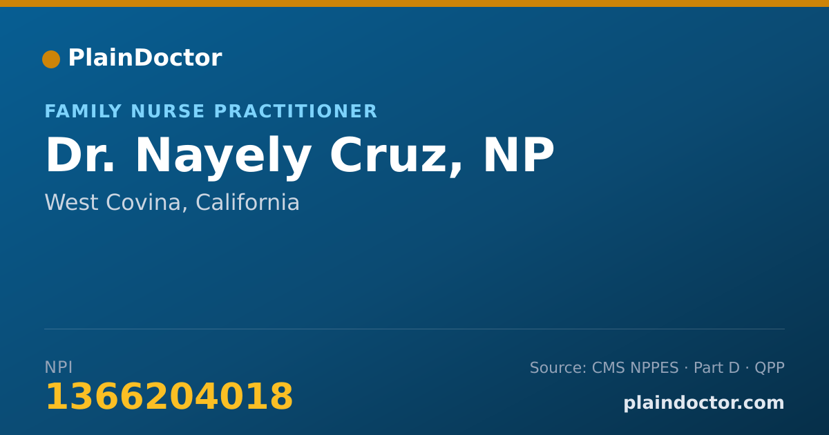 Shareable card for Nayely Cruz, NP - Family Nurse Practitioner, West Covina, CA