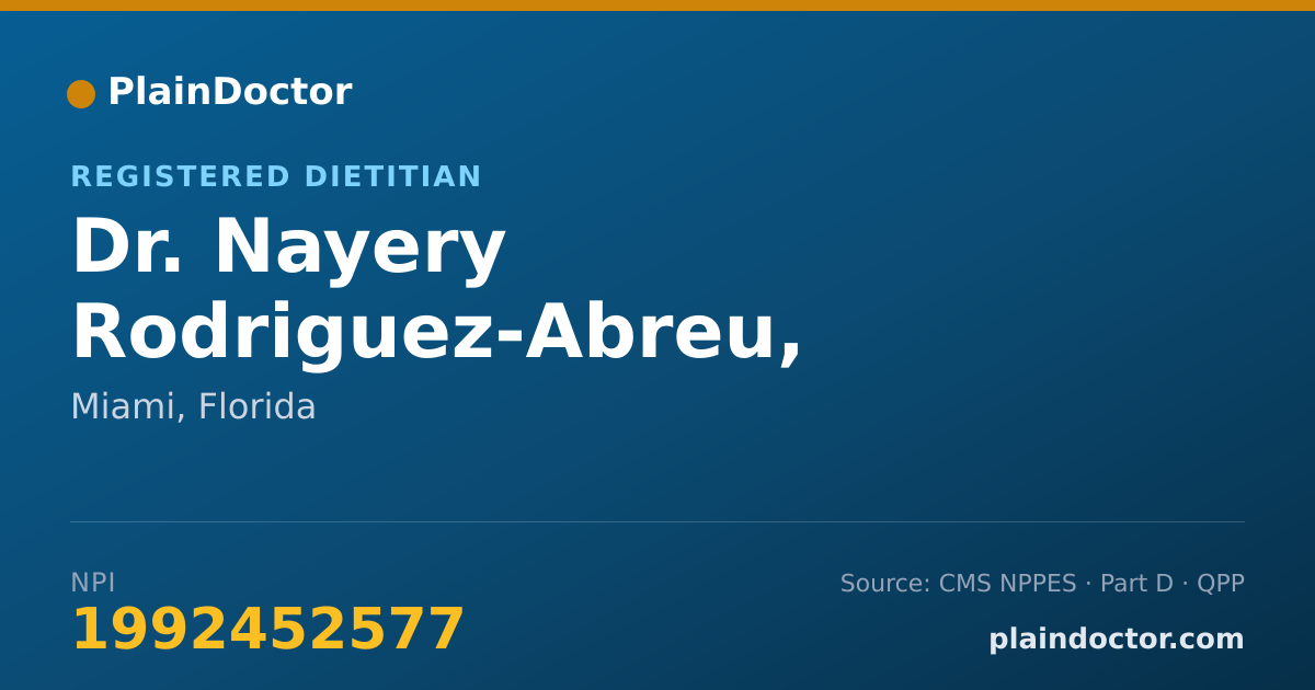 Shareable card for Nayery Rodriguez-Abreu, RDN/LDN - Registered Dietitian, Miami, FL