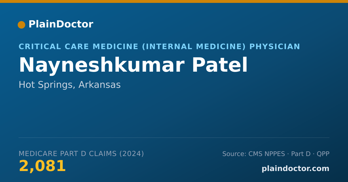Shareable card for Nayneshkumar Patel - Pulmonary Disease Physician, Hot Springs, AR