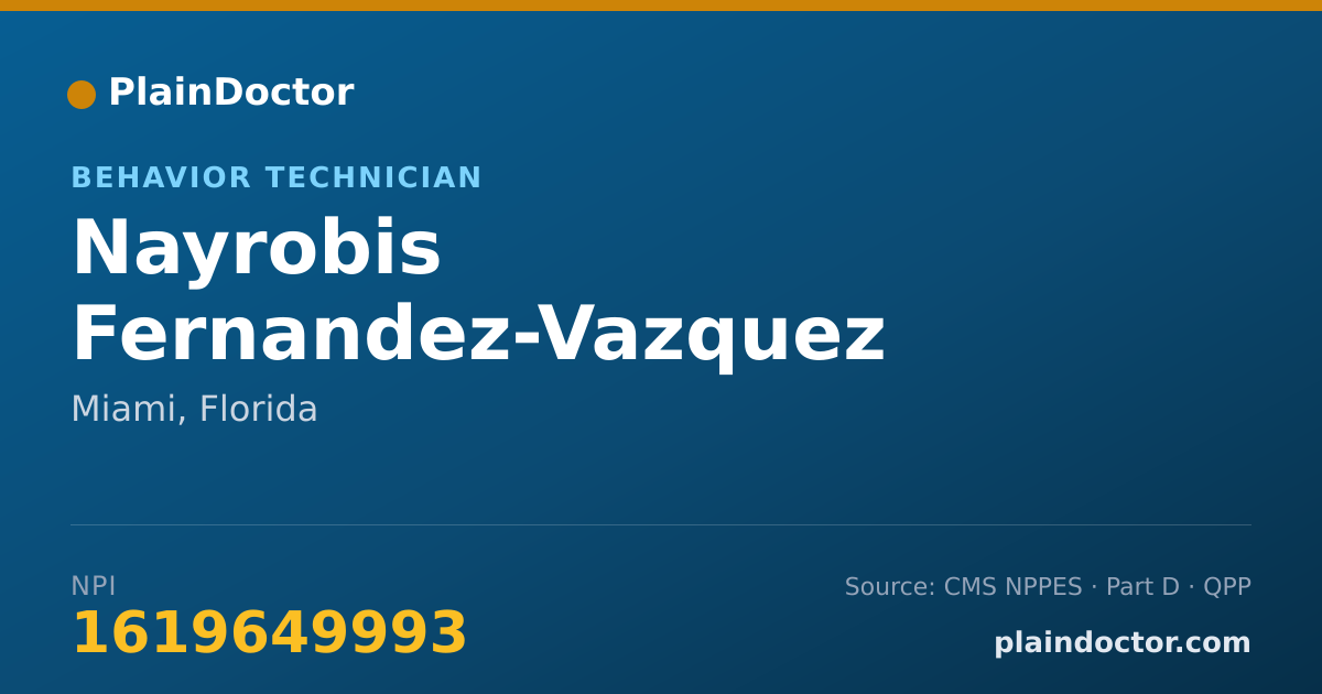 Shareable card for Nayrobis Fernandez-Vazquez - Behavior Technician, Miami, FL