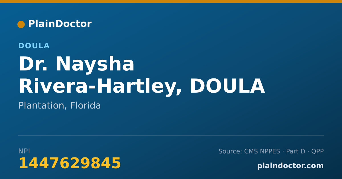 Shareable card for Naysha Rivera-Hartley, DOULA - Doula, Plantation, FL