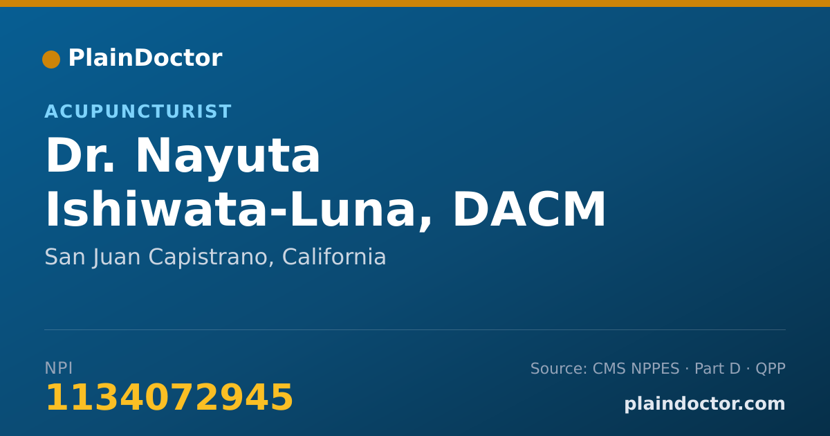 Shareable card for Nayuta Ishiwata-Luna, DACM - Acupuncturist, San Juan Capistrano, CA