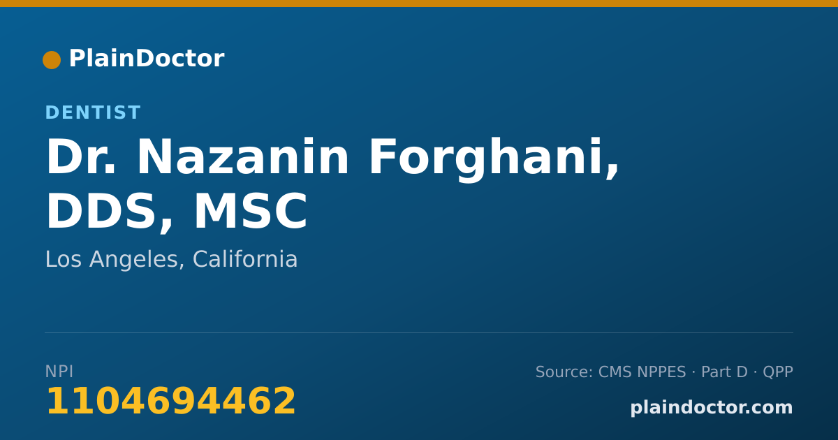 Shareable card for Nazanin Forghani, DDS, MSC - Dentist, Los Angeles, CA