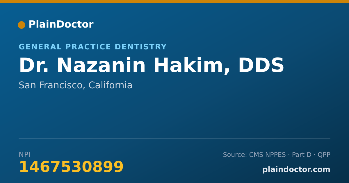 Shareable card for Nazanin Hakim, DDS - General Practice Dentistry, San Francisco, CA