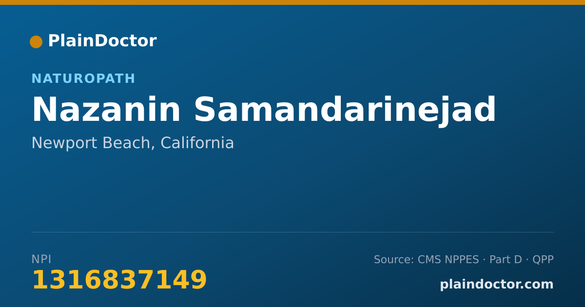 Shareable card for Nazanin Samandarinejad - Naturopath, Newport Beach, CA
