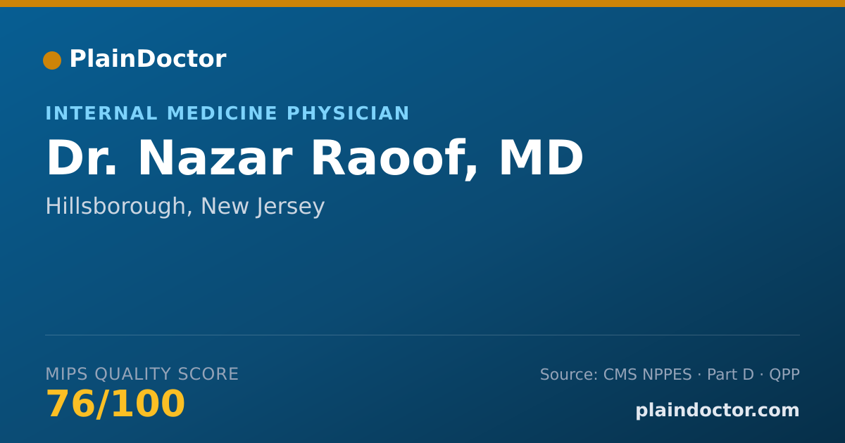Shareable card for Nazar Raoof, MD - Internal Medicine Physician, Hillsborough, NJ