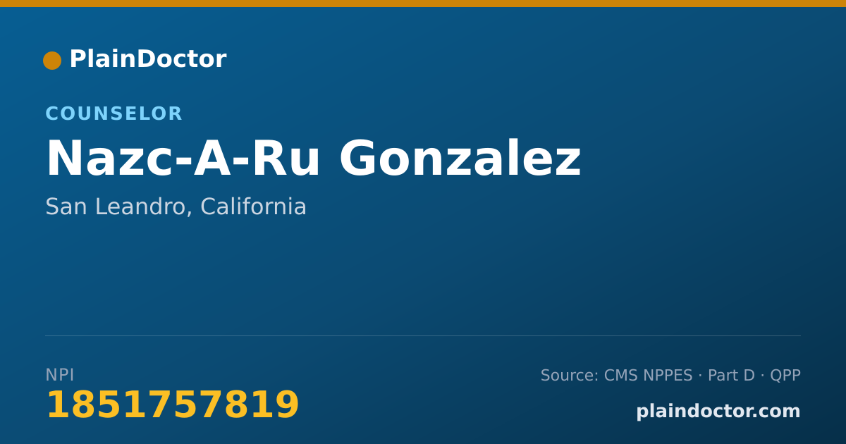 Shareable card for Nazc-A-Ru Gonzalez - Counselor, San Leandro, CA