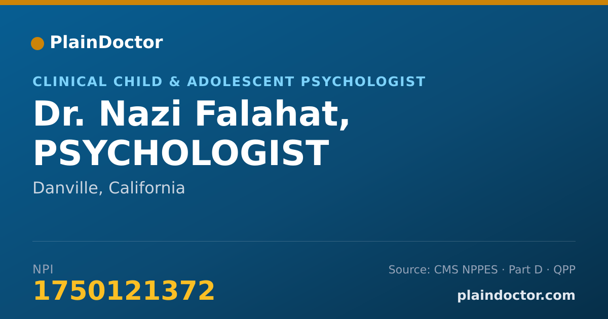 Shareable card for Nazi Falahat, PSYCHOLOGIST - Clinical Child & Adolescent Psychologist, Danville, CA