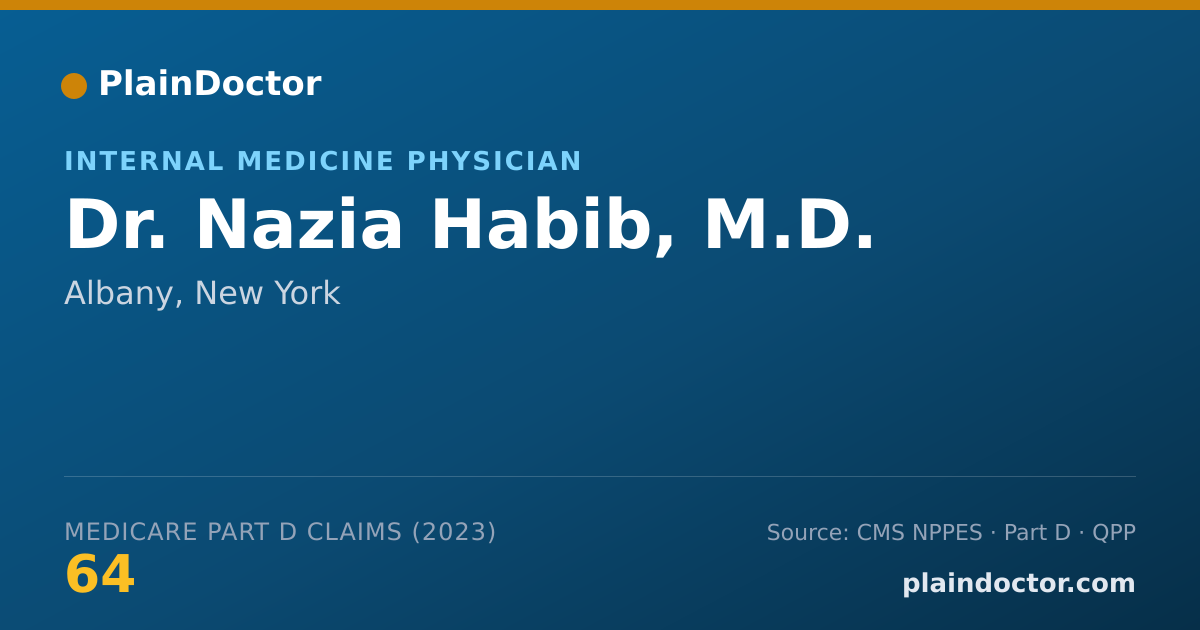 Shareable card for Nazia Habib, M.D. - Internal Medicine Physician, Albany, NY