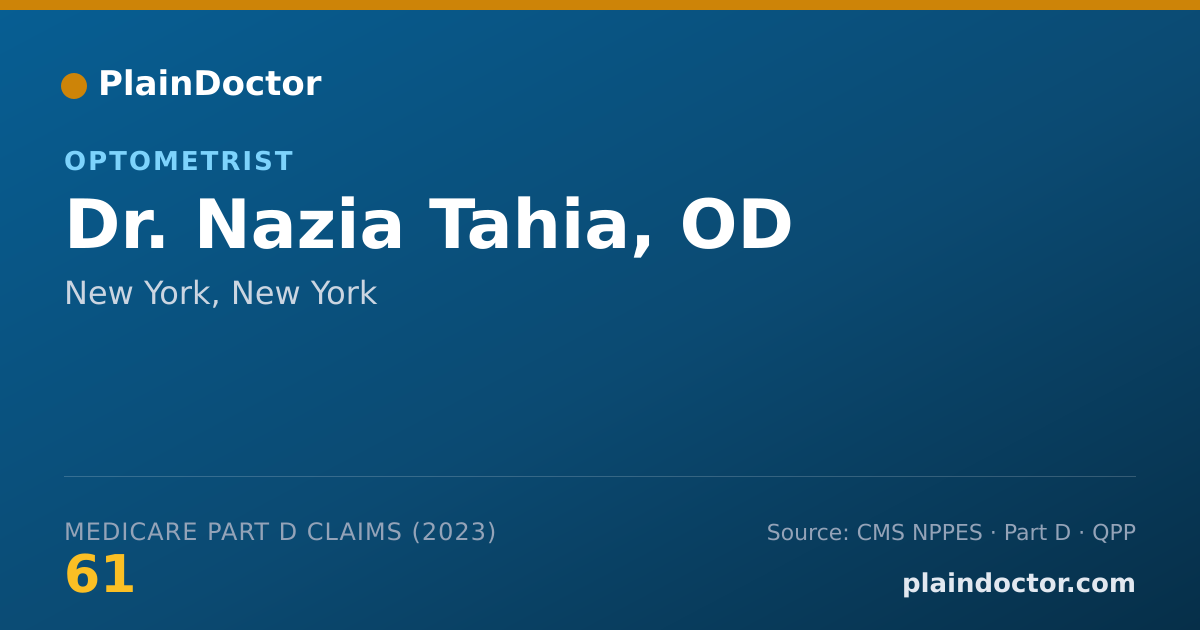 Shareable card for Nazia Tahia, OD - Optometrist, New York, NY