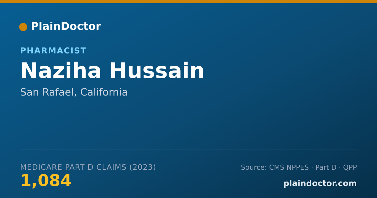 Shareable card for Naziha Hussain - Pharmacist, San Rafael, CA