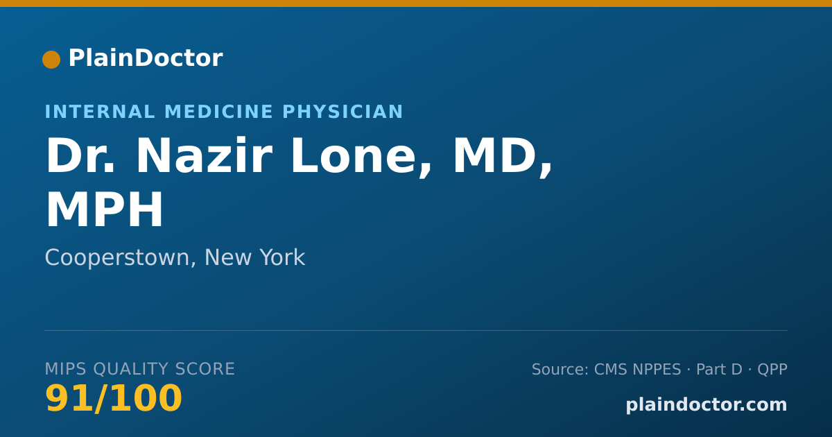 Shareable card for Nazir Lone, MD, MPH - Internal Medicine Physician, Cooperstown, NY
