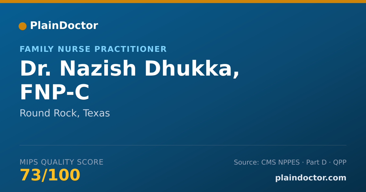 Shareable card for Nazish Dhukka, FNP-C - Family Nurse Practitioner, Round Rock, TX