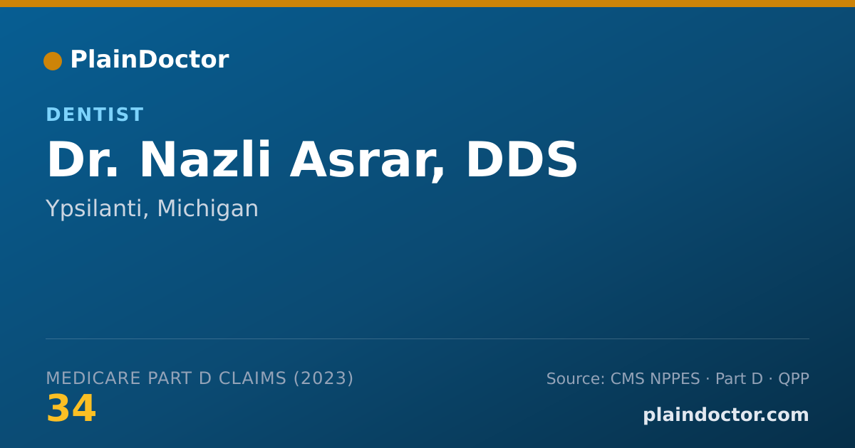 Shareable card for Nazli Asrar, DDS - Dentist, Ypsilanti, MI