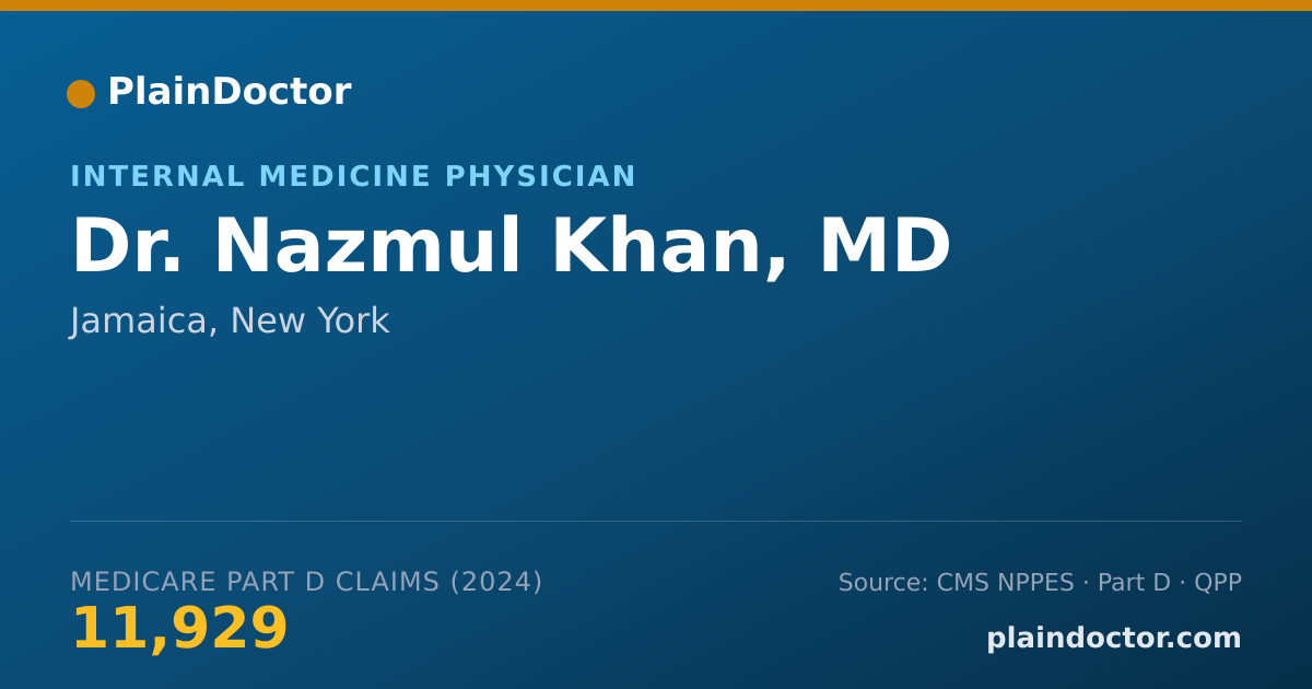 Shareable card for Nazmul Khan, MD - Internal Medicine Physician, Jamaica, NY