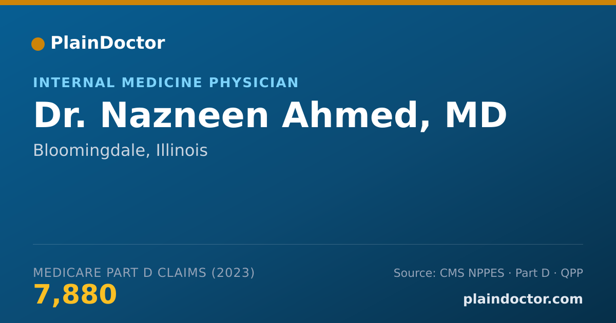 Shareable card for Nazneen Ahmed, MD - Internal Medicine Physician, Bloomingdale, IL