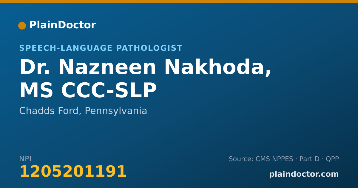 Shareable card for Nazneen Nakhoda, MS CCC-SLP - Speech-Language Pathologist, Chadds Ford, PA