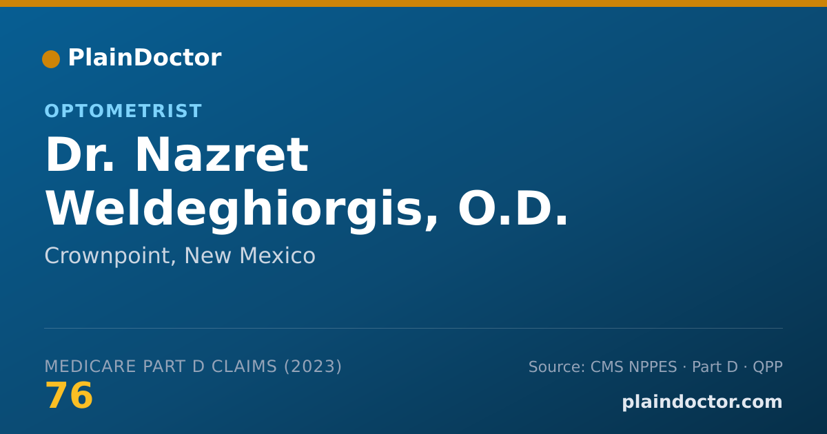 Shareable card for Nazret Weldeghiorgis, O.D. - Optometrist, Crownpoint, NM