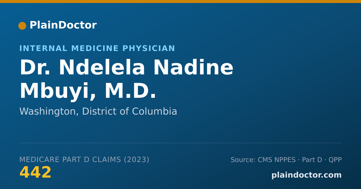 Shareable card for Ndelela Nadine Mbuyi, M.D. - Internal Medicine Physician, Washington, DC