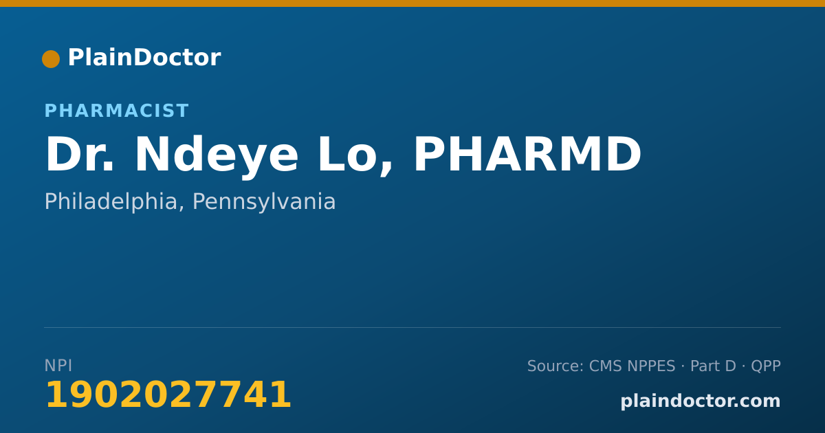 Shareable card for Ndeye Lo, PHARMD - Pharmacist, Philadelphia, PA
