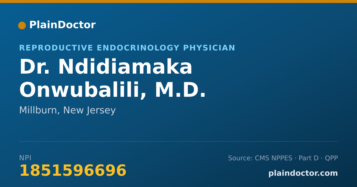 Shareable card for Ndidiamaka Onwubalili, M.D. - Reproductive Endocrinology Physician, Millburn, NJ