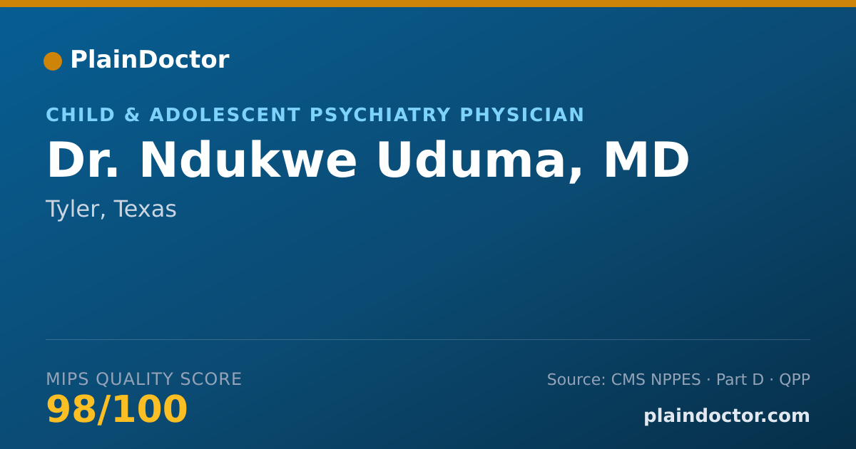 Shareable card for Ndukwe Uduma, MD - Child & Adolescent Psychiatry Physician, Tyler, TX