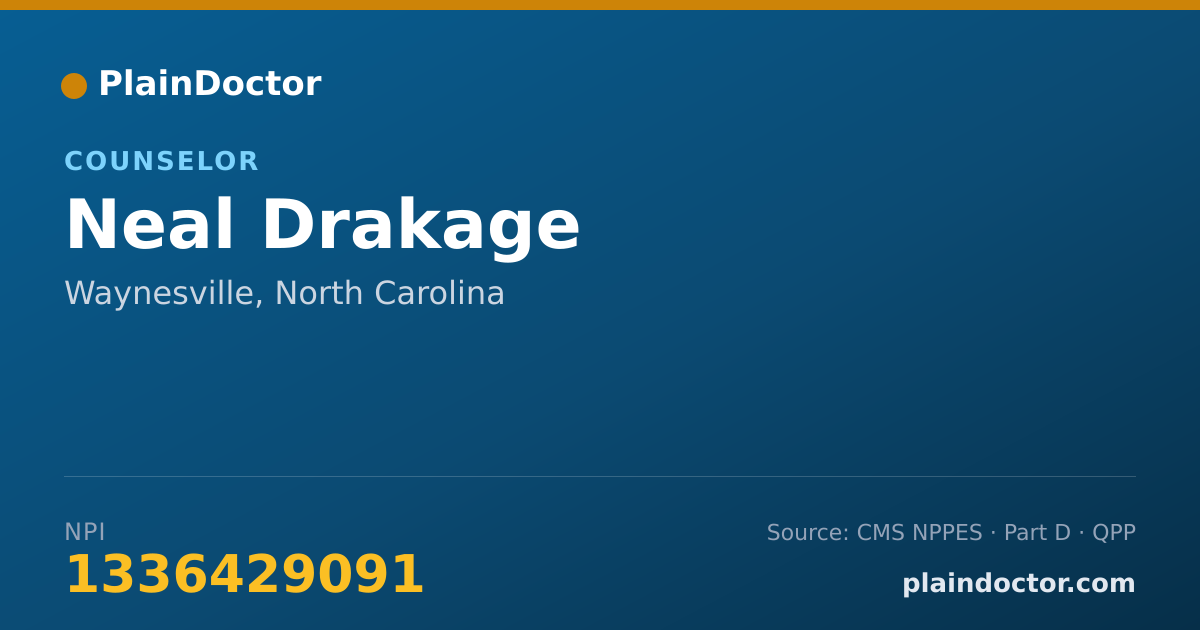 Shareable card for Neal Drakage - Counselor, Waynesville, NC