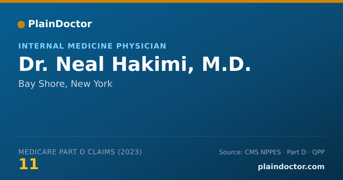 Shareable card for Neal Hakimi, M.D. - Internal Medicine Physician, Bay Shore, NY