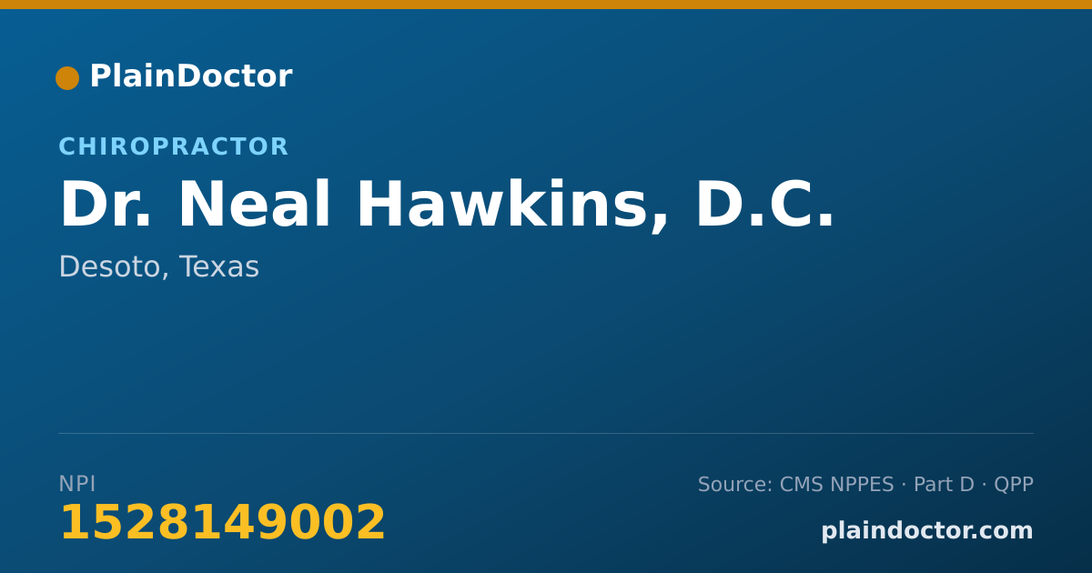 Shareable card for Neal Hawkins, D.C. - Chiropractor, Desoto, TX