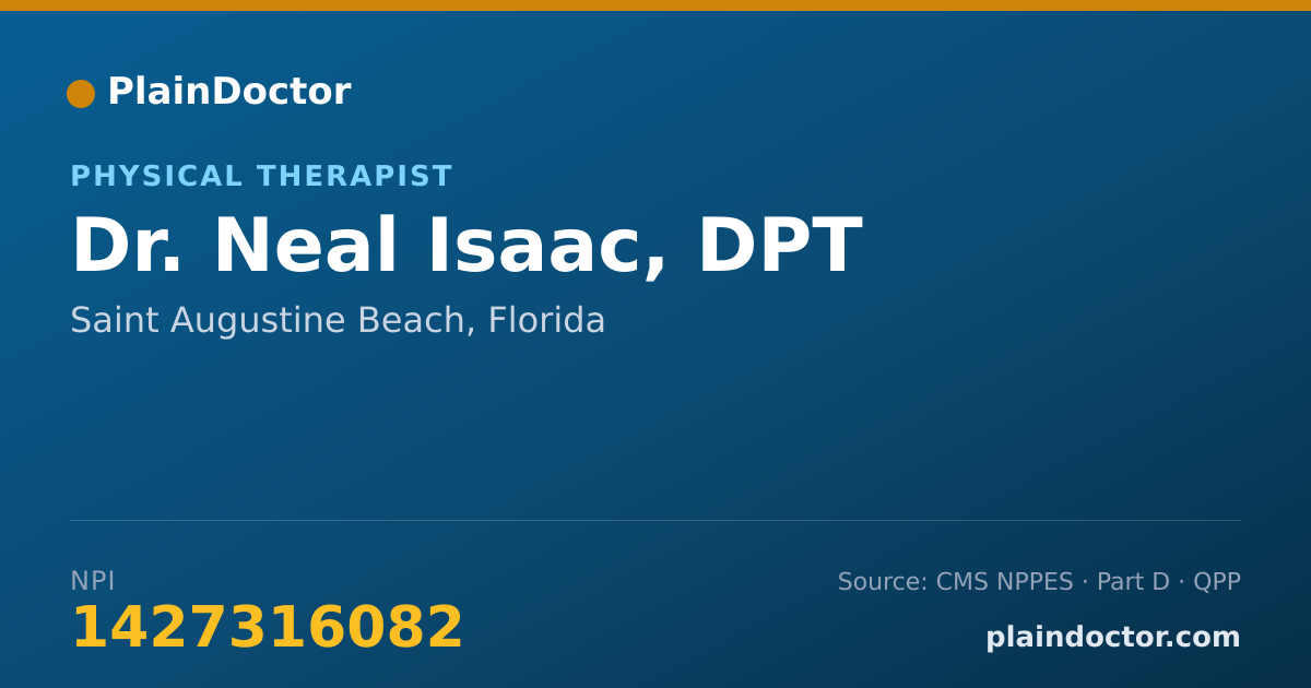 Shareable card for Neal Isaac, DPT - Physical Therapist, Saint Augustine Beach, FL