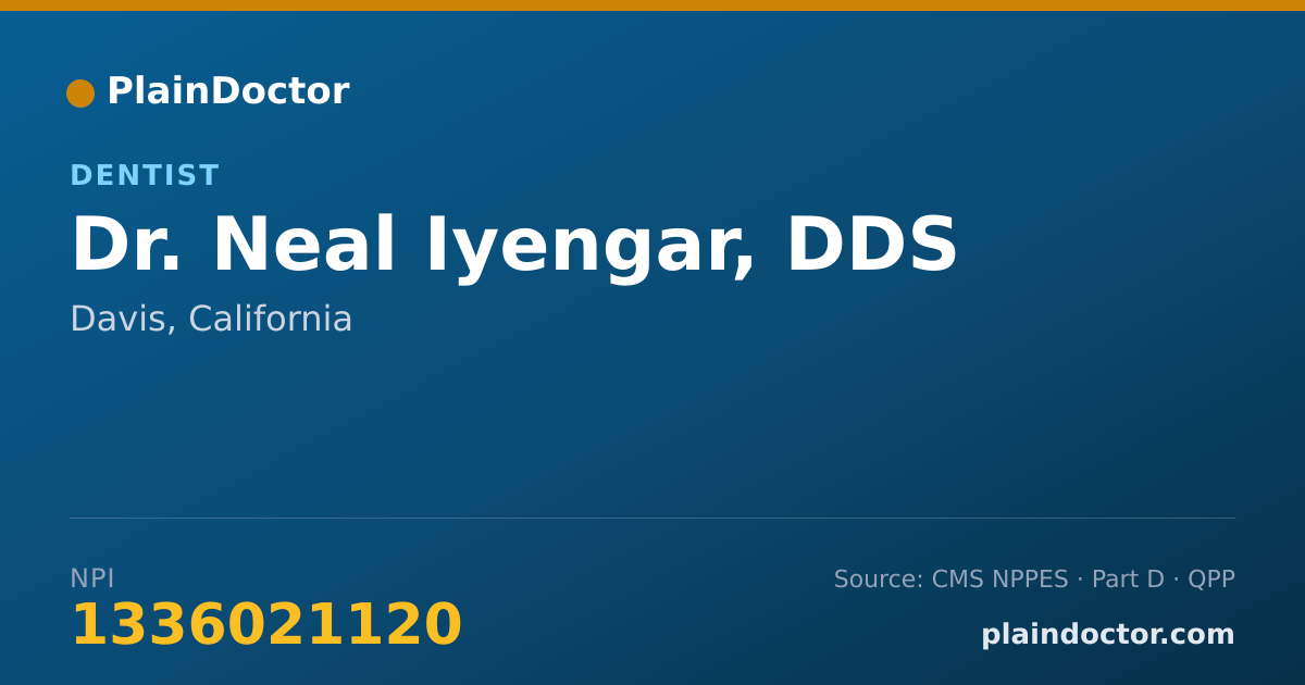 Shareable card for Neal Iyengar, DDS - Dentist, Davis, CA