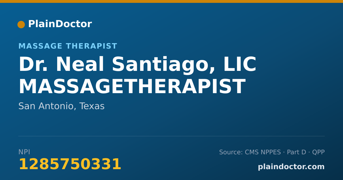 Shareable card for Neal Santiago, LIC MASSAGETHERAPIST - Massage Therapist, San Antonio, TX