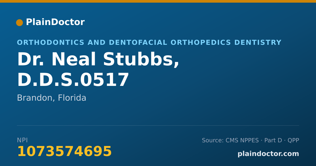 Shareable card for Neal Stubbs, D.D.S.0517 - Orthodontics and Dentofacial Orthopedics Dentistry, Brandon, FL