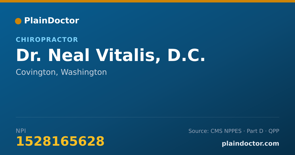 Shareable card for Neal Vitalis, D.C. - Chiropractor, Covington, WA