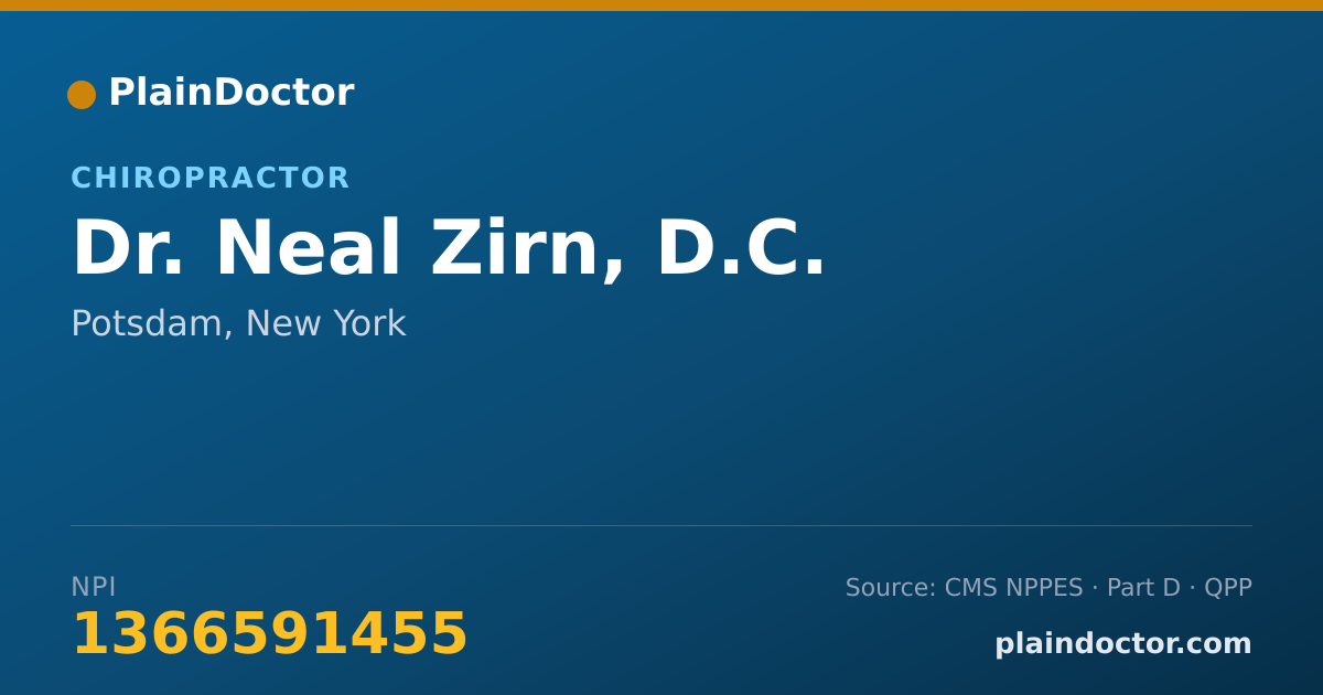 Shareable card for Neal Zirn, D.C. - Chiropractor, Potsdam, NY