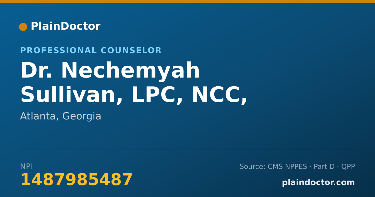 Shareable card for Nechemyah Sullivan, LPC, NCC, ECMHC, CPS - Professional Counselor, Atlanta, GA