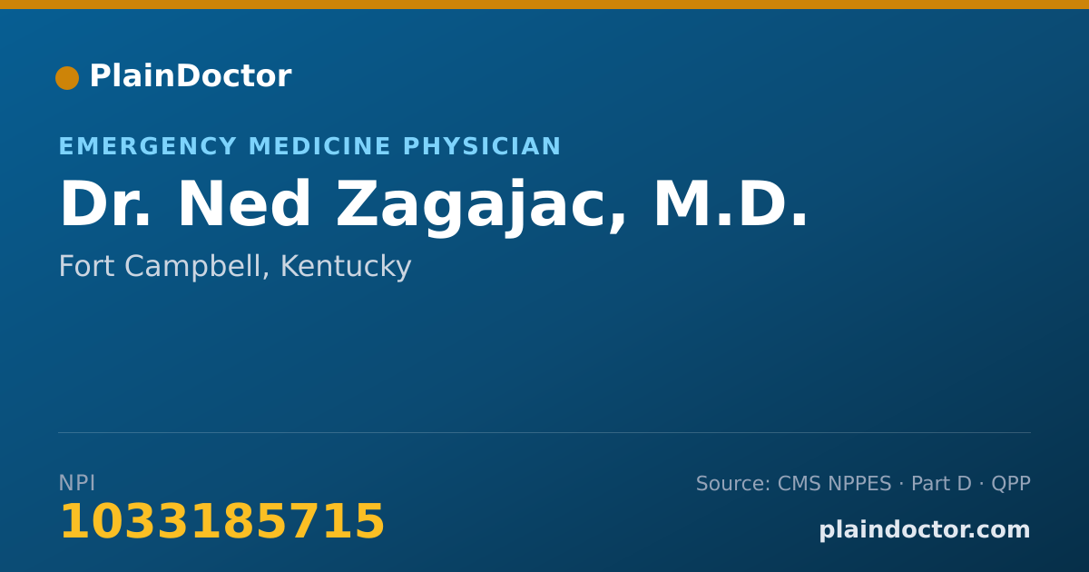 Shareable card for Ned Zagajac, M.D. - Emergency Medicine Physician, Fort Campbell, KY