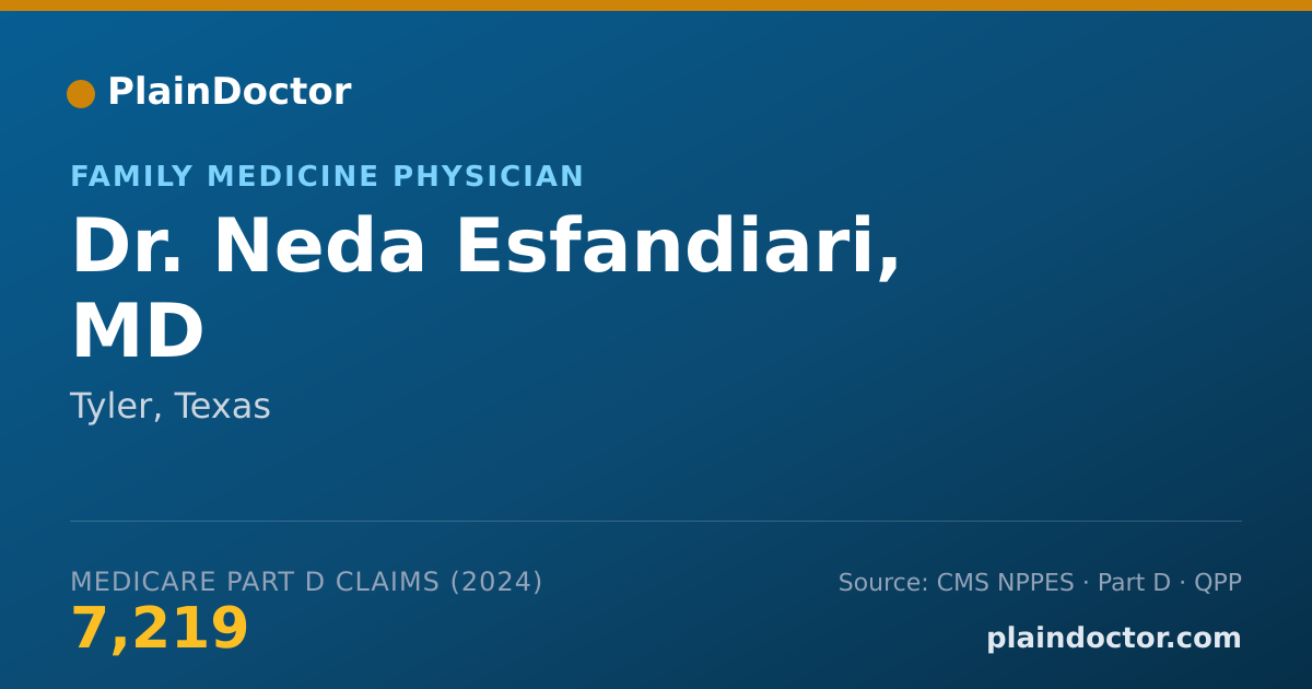Shareable card for Neda Esfandiari, MD - Family Medicine Physician, Tyler, TX