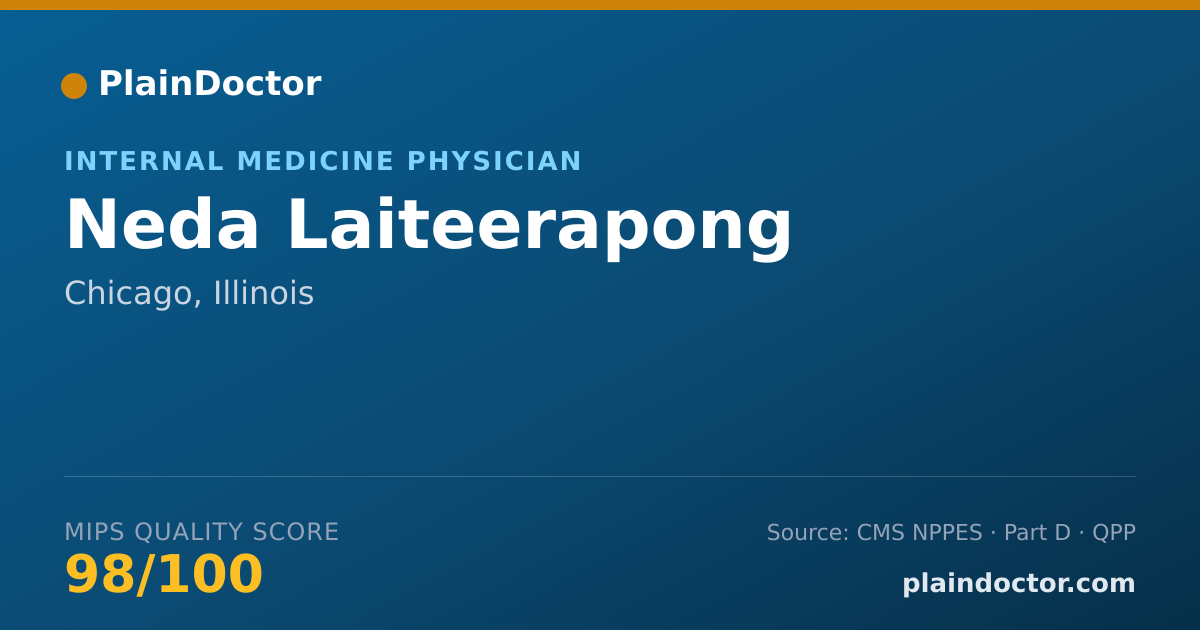 Shareable card for Neda Laiteerapong - Internal Medicine Physician, Chicago, IL