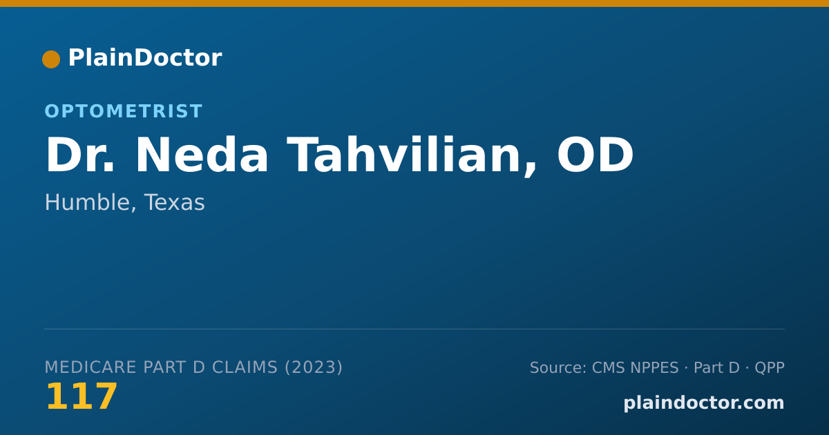 Shareable card for Neda Tahvilian, OD - Optometrist, Humble, TX