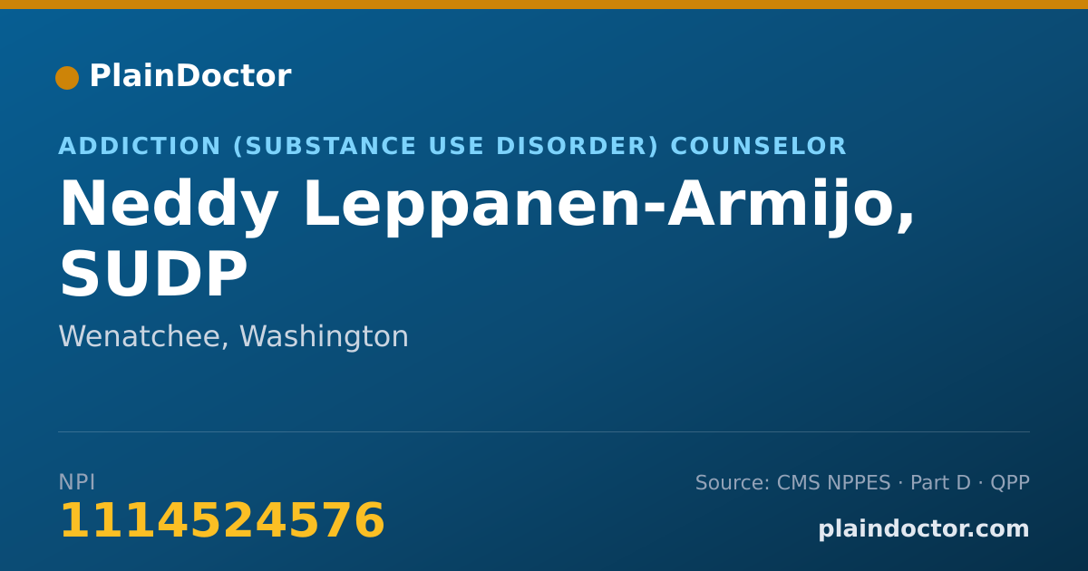 Shareable card for Neddy Leppanen-Armijo, SUDP - Addiction (Substance Use Disorder) Counselor, Wenatchee, WA