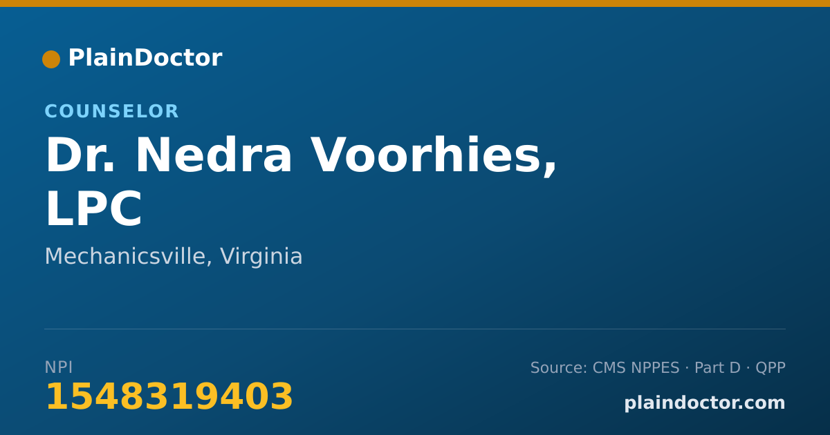 Shareable card for Nedra Voorhies, LPC - Counselor, Mechanicsville, VA