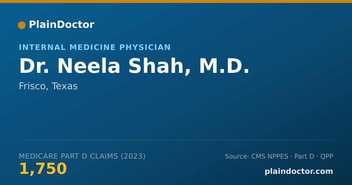 Shareable card for Neela Shah, M.D. - Internal Medicine Physician, Frisco, TX