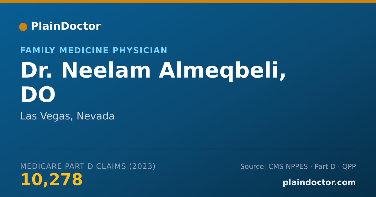 Shareable card for Neelam Almeqbeli, DO - Family Medicine Physician, Las Vegas, NV
