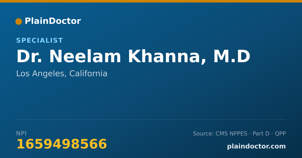Shareable card for Neelam Khanna, M.D - Specialist, Los Angeles, CA