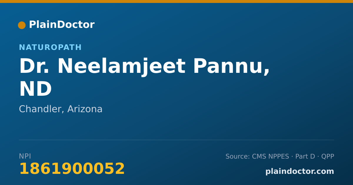 Shareable card for Neelamjeet Pannu, ND - Naturopath, Chandler, AZ