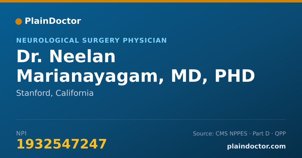 Shareable card for Neelan Marianayagam, MD, PHD - Neurological Surgery Physician, Stanford, CA