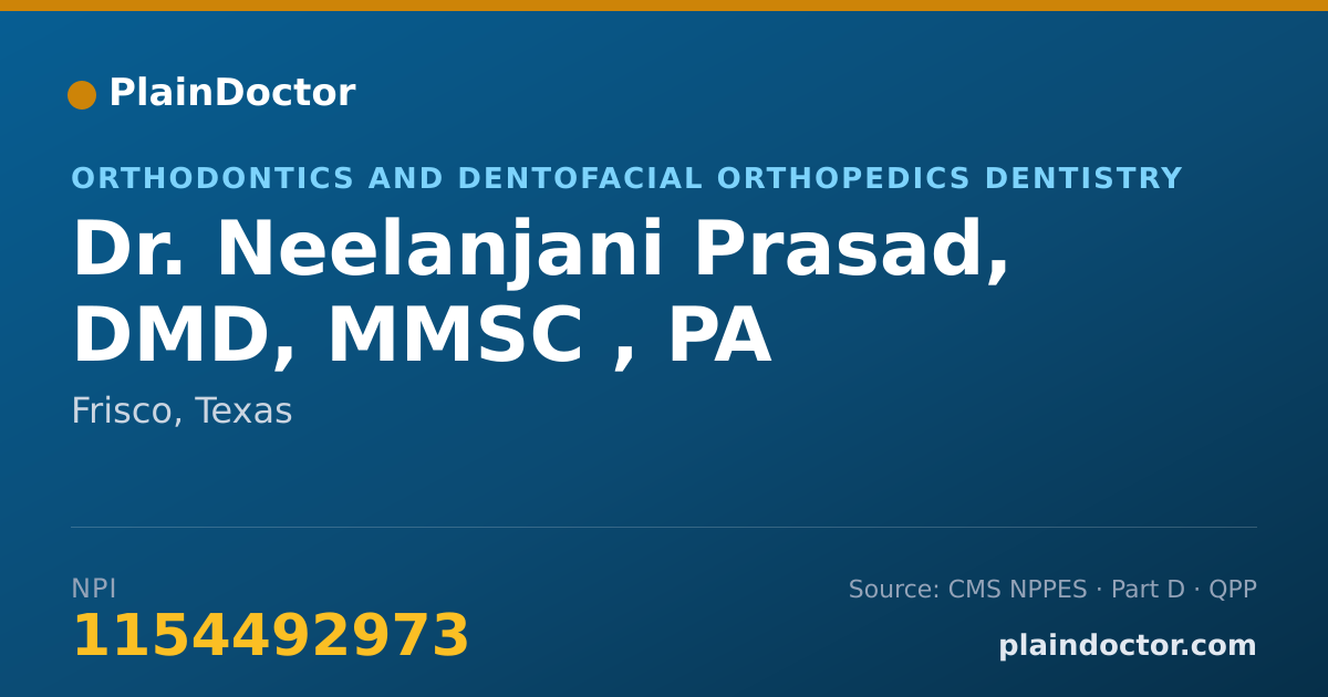 Shareable card for Neelanjani Prasad, DMD, MMSC , PA - Orthodontics and Dentofacial Orthopedics Dentistry, Frisco, TX