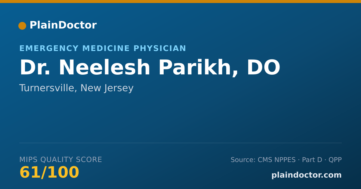Shareable card for Neelesh Parikh, DO - Emergency Medicine Physician, Turnersville, NJ