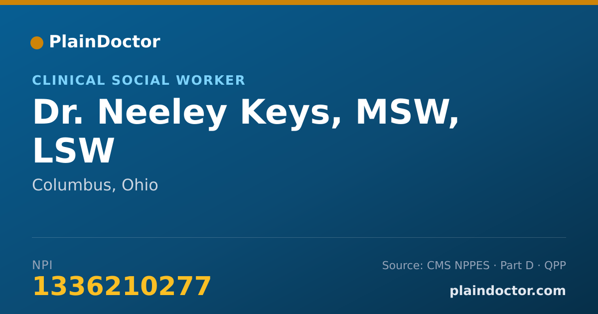 Shareable card for Neeley Keys, MSW, LSW - Clinical Social Worker, Columbus, OH